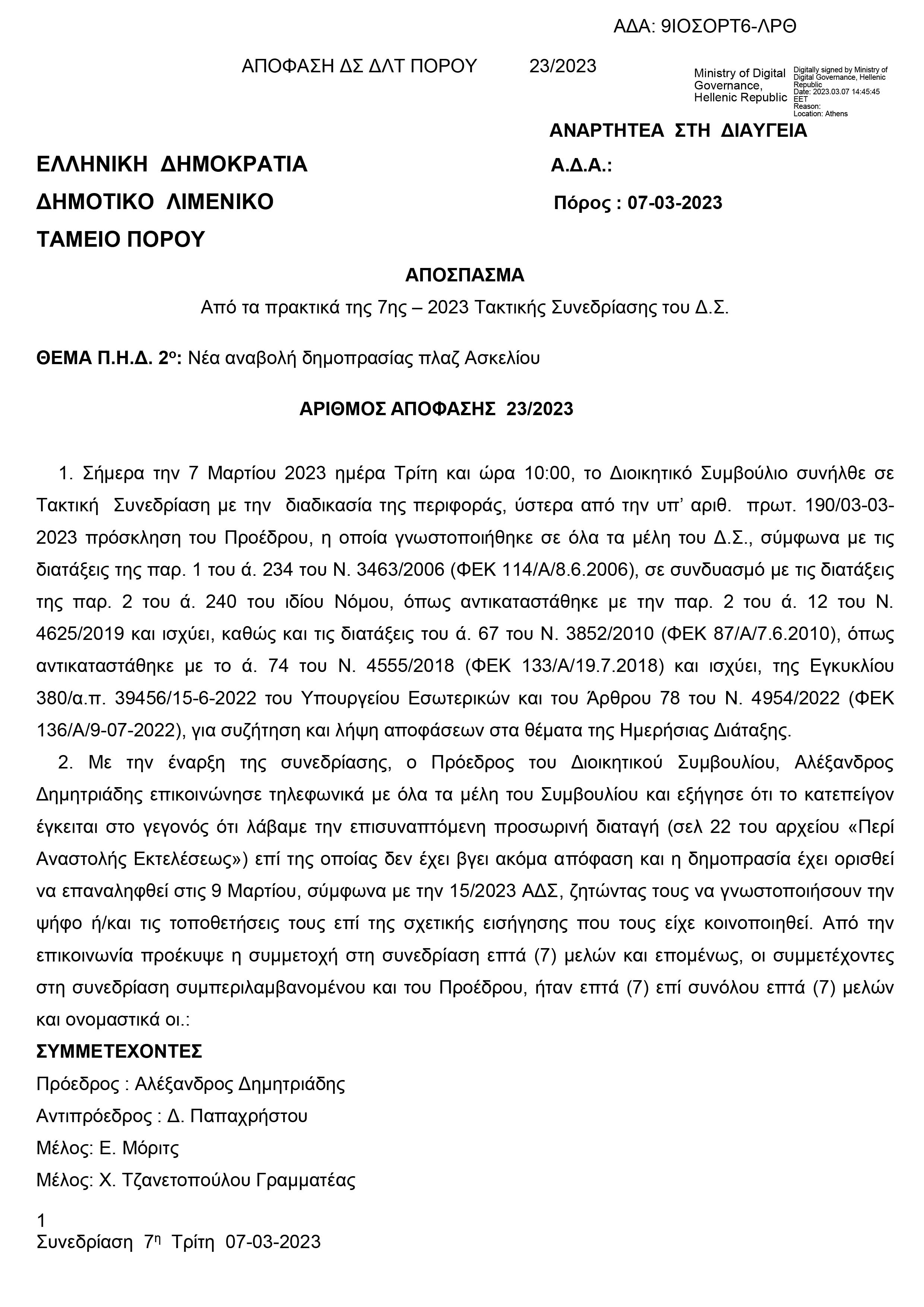 ΝΕΑ ΑΝΑΒΟΛΗ ΔΗΜΟΠΡΑΣΙΑΣ ΠΛΑΖ ΑΣΚΕΛΙΟΥ